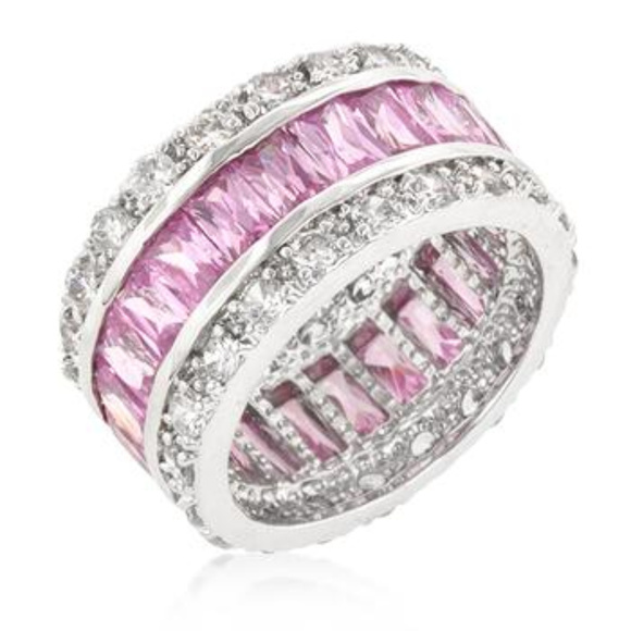 Triple Row Pink Eternity Ring - Picture 2 of 2